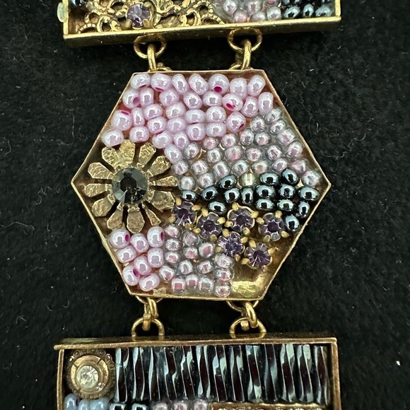 Art Deco Design Bracelet, Mosaic Beaded Pattern - Picture 4 of 7